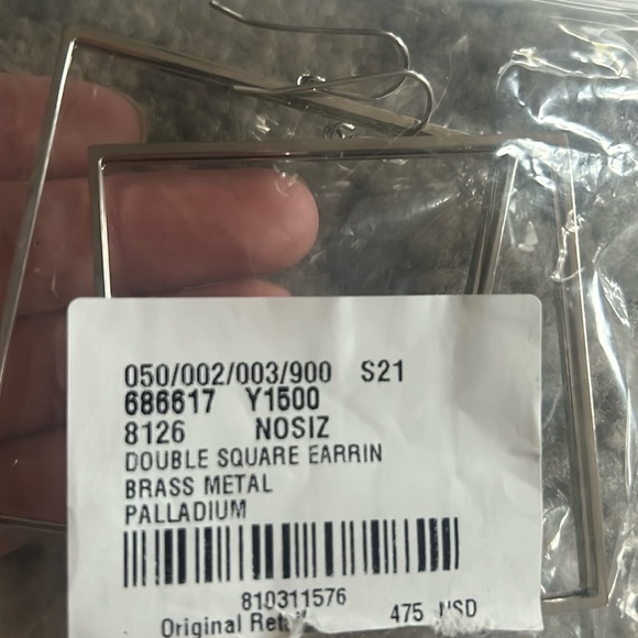 Saint Laurent Double Square Hoop Earrings in Metal - Picture 7 of 8